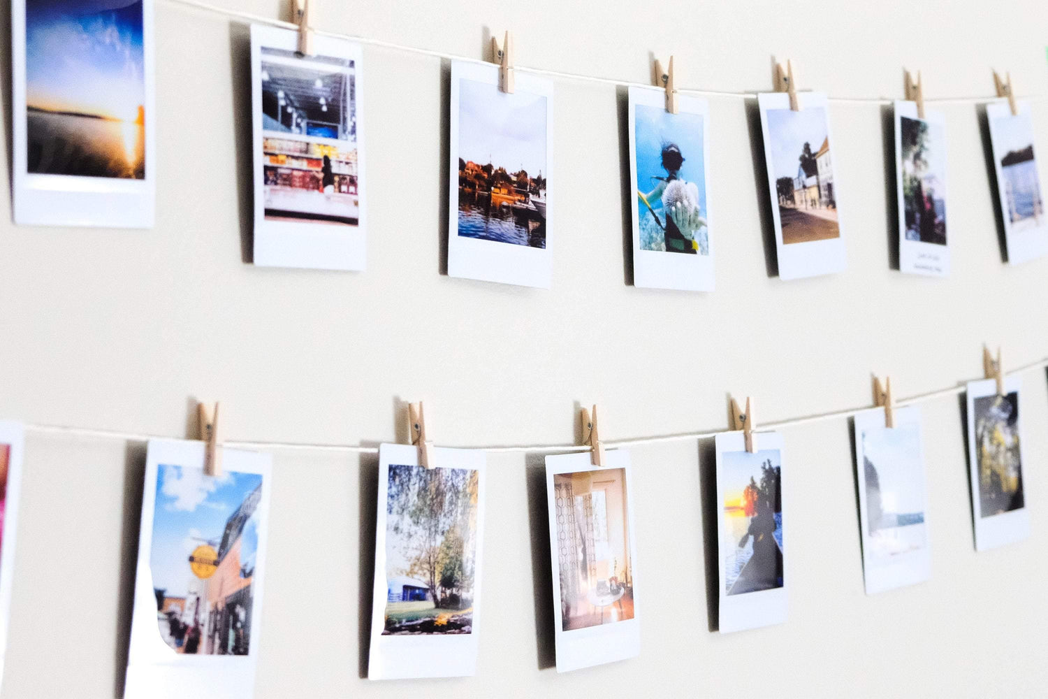 Pink Clothespins and Hemp String Set - Prints From My Instax