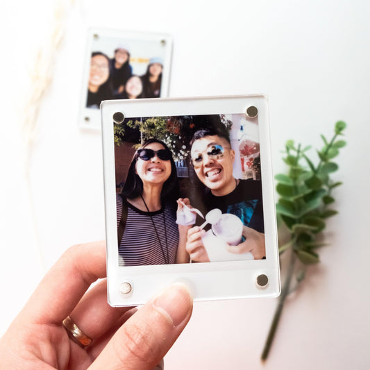 Square Acrylic Magnet Frame with Polaroid - Prints From My Instax