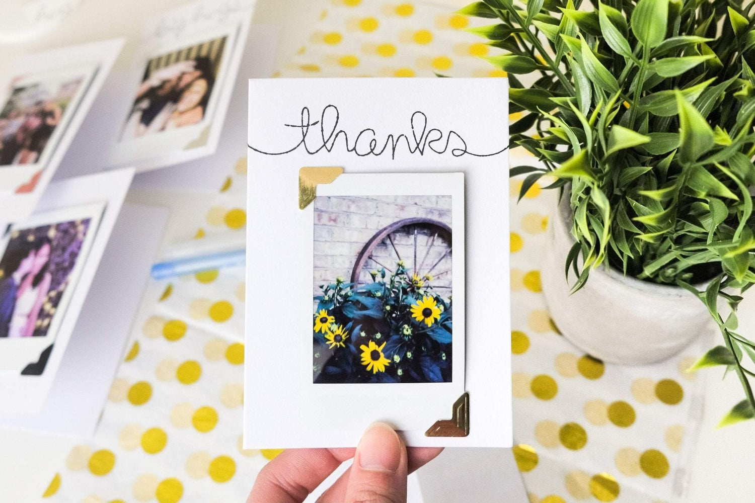 Hand Stamped Polaroid Card - Prints From My Instax